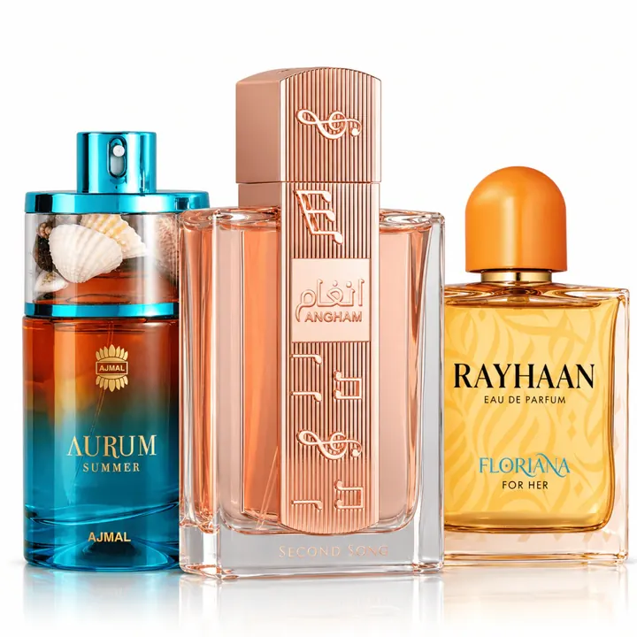 Combo Frutado: decants de Aurum Summer, Angham e Floriana